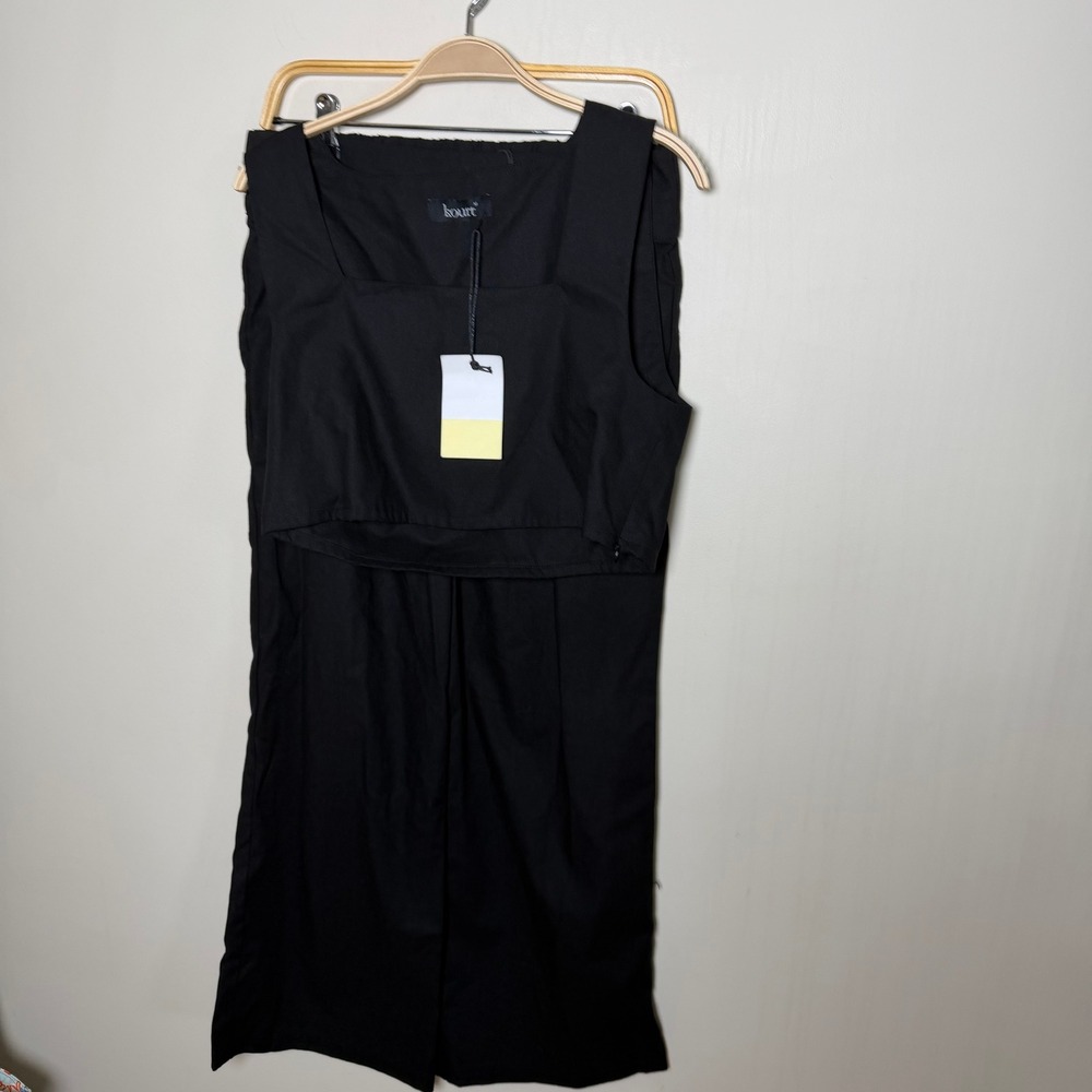 Kourt Black Two Piece Set Square Neck Crop Top and Wide Leg Pants NWT Size M - Picture 10 of 13